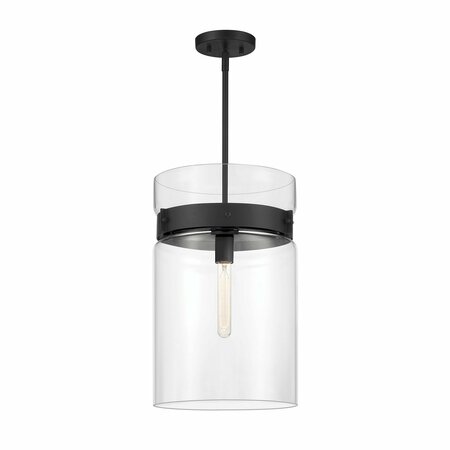 DESIGNERS FOUNTAIN Midnight La 60 Watt 1 Light Matte Black Pendant with Clear Glass Dual Shade D222M-12P-MB